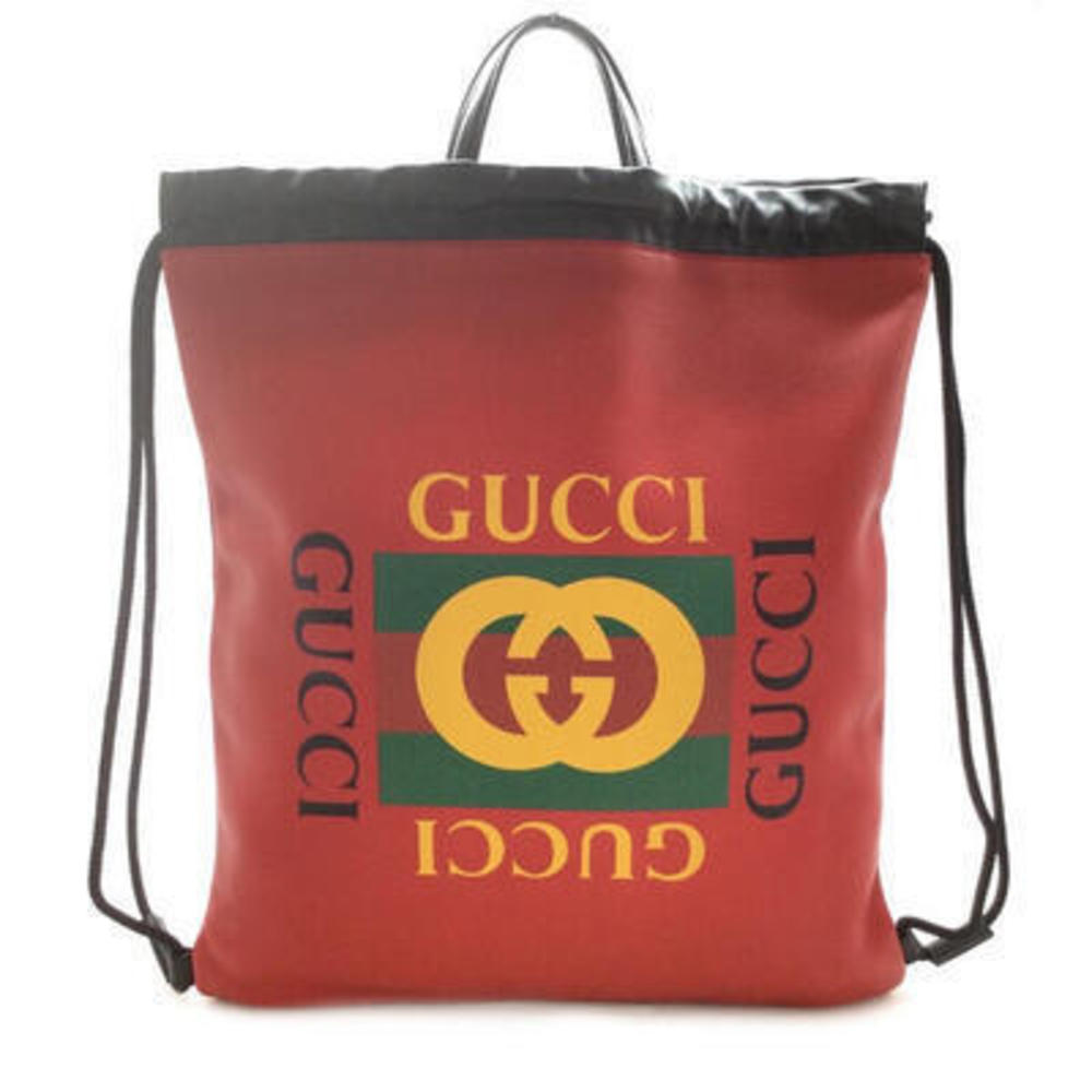 Gucci Red Backpack Leather Drawstring - image 1